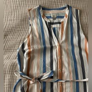 A NEW DAY striped button sleeveless shirt dress, size large